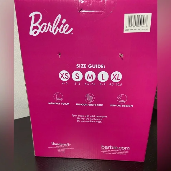 Barbie Fuzzy Pink Slippers with Bow - Picture 3 of 3